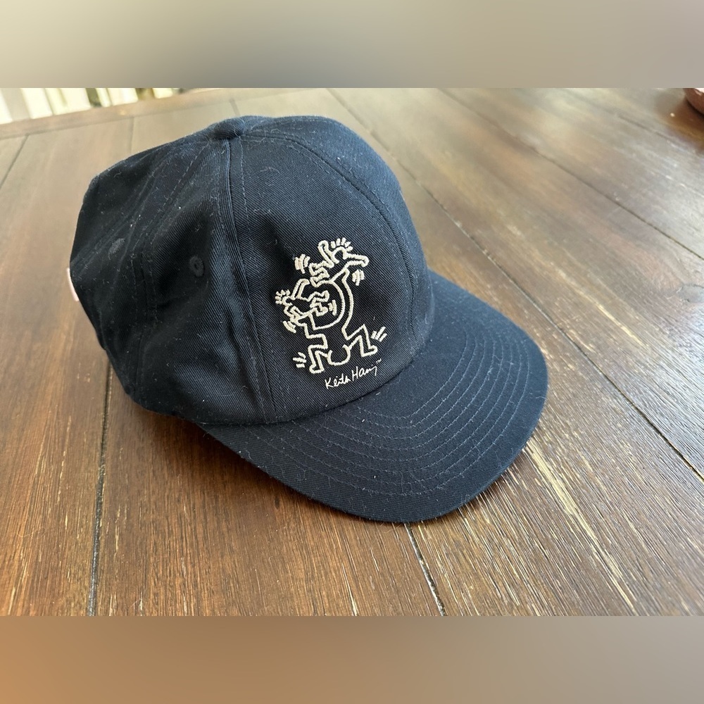 H&M Black Baseball Cap with White Keith Haring Graphic - Picture 3 of 11